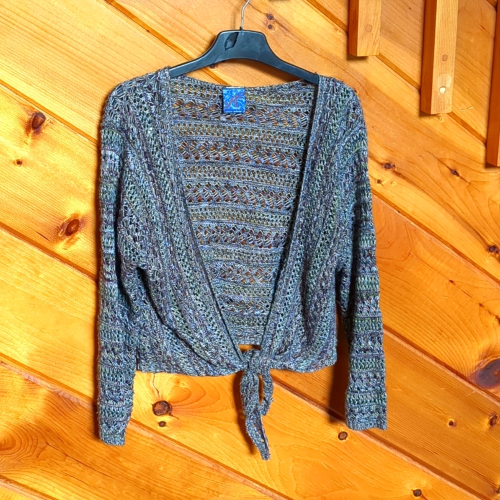Multi Color shrug Cover up A2 size medium tie front.